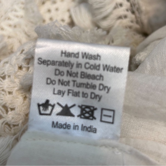 Anthropologie Love Sam Cotton Off Shoulder Short Sleeve Ivory Crocheted Top, Sm - Picture 7 of 9